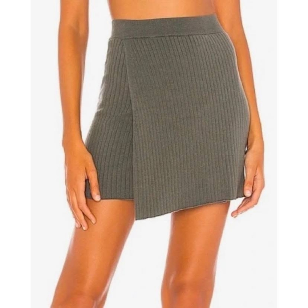 [Free People] Mod Wrap Cotton Knit Mini Skirt in Thyme size L